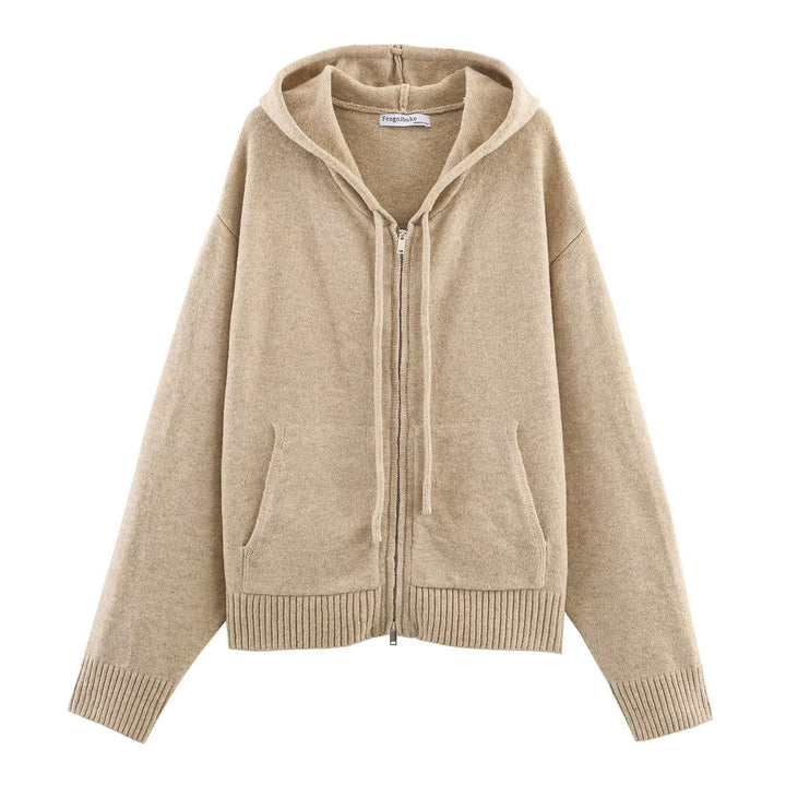 Women's Oversized Knit Hoodie Jacket with Zipper and Kangaroo Pockets Hudson & Parker