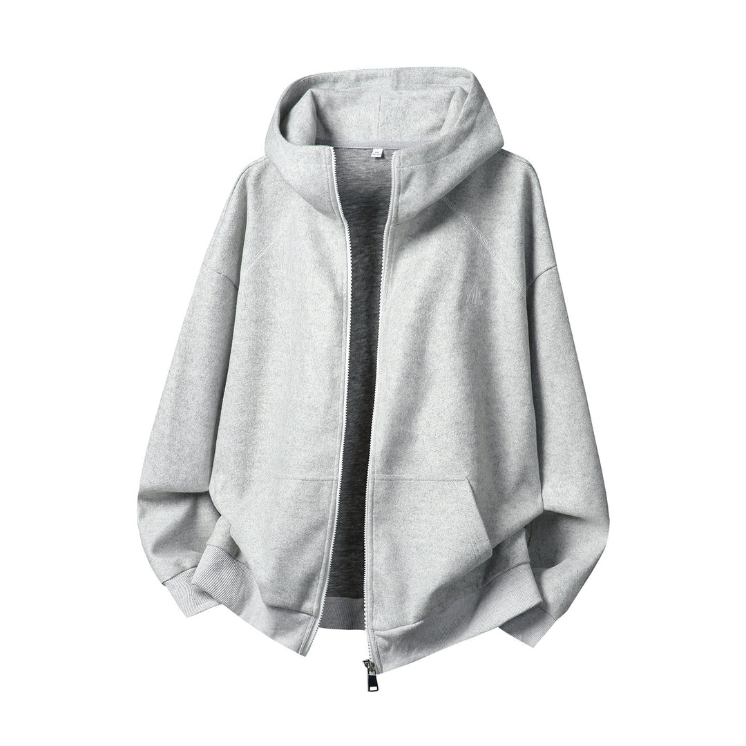 Unisex Oversize Hoodie Sweatjacke with all-over zipper and minimalist chest embroidery Hudson & Parker