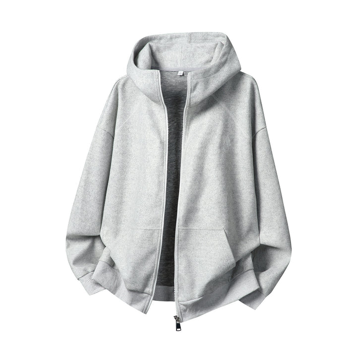 Unisex Oversize Hooded Jacket with Full Zip and Minimal Chest Embroidery Hudson & Parker
