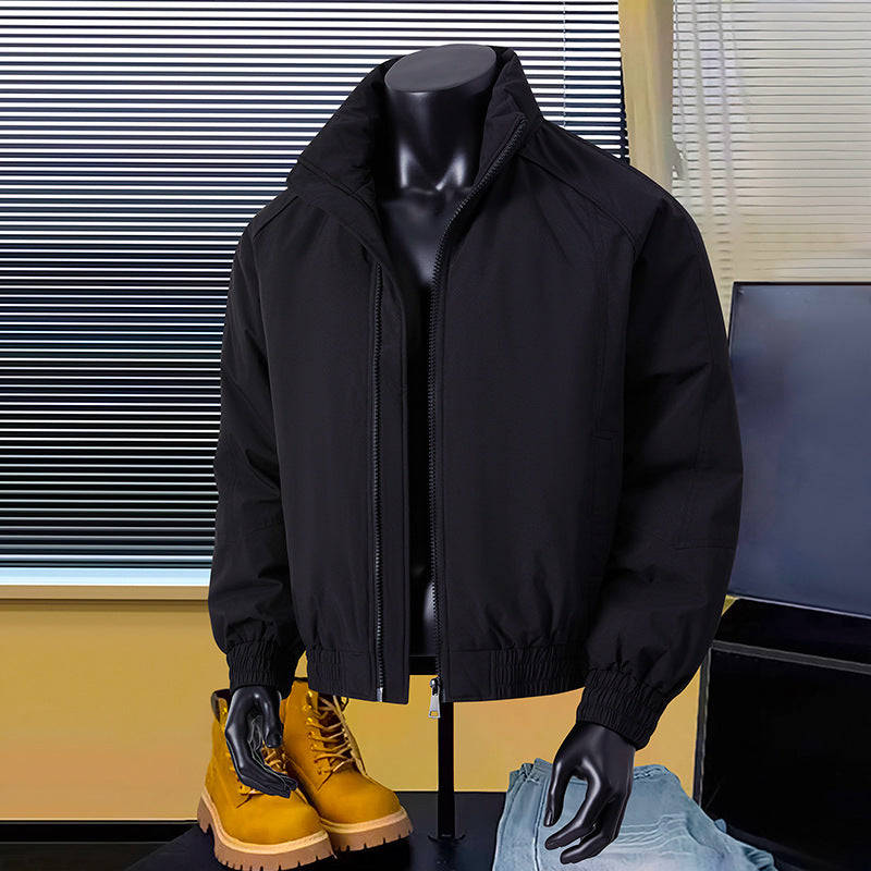 Men's Lightweight Harrington Jacket with Stand-Up Collar, Elastic Hem, and Two-Way Zipper Hudson & Parker