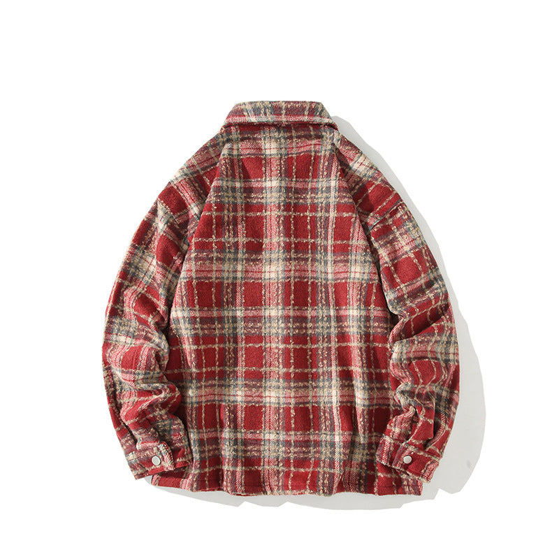 Men's Checked Flannel Overshirt with Snap Front and Straight Cut Hudson & Parker