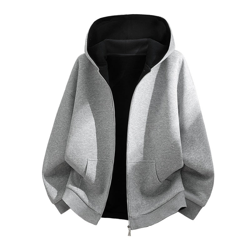 Unisex Oversize Zip-Hoodie with two-tone lining, boxy cut & two-way zipper Hudson & Parker