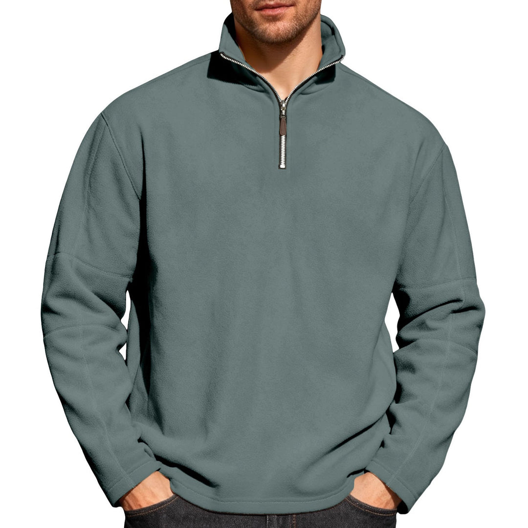 Men's lightweight microfleece performance pullover with short zipper raglan sleeves and shaping seams Hudson & Parker