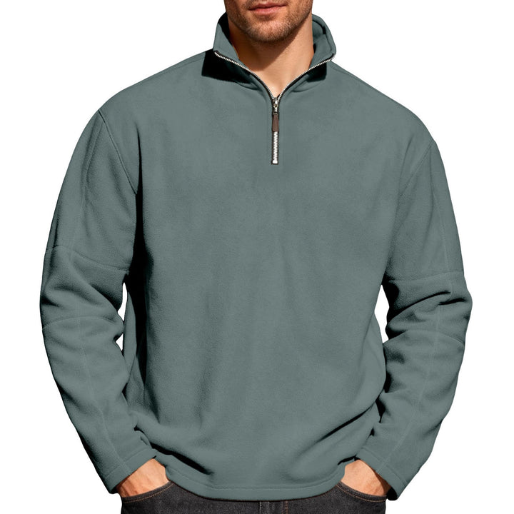 Men's lightweight microfleece performance pullover with short zipper raglan sleeves and shaping seams Hudson & Parker