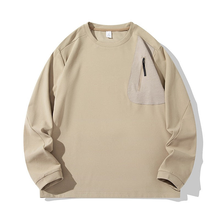 Unisex Oversize Long Sleeve Sweatshirt with Chest Zipper Pocket and Crew Neck Hudson & Parker