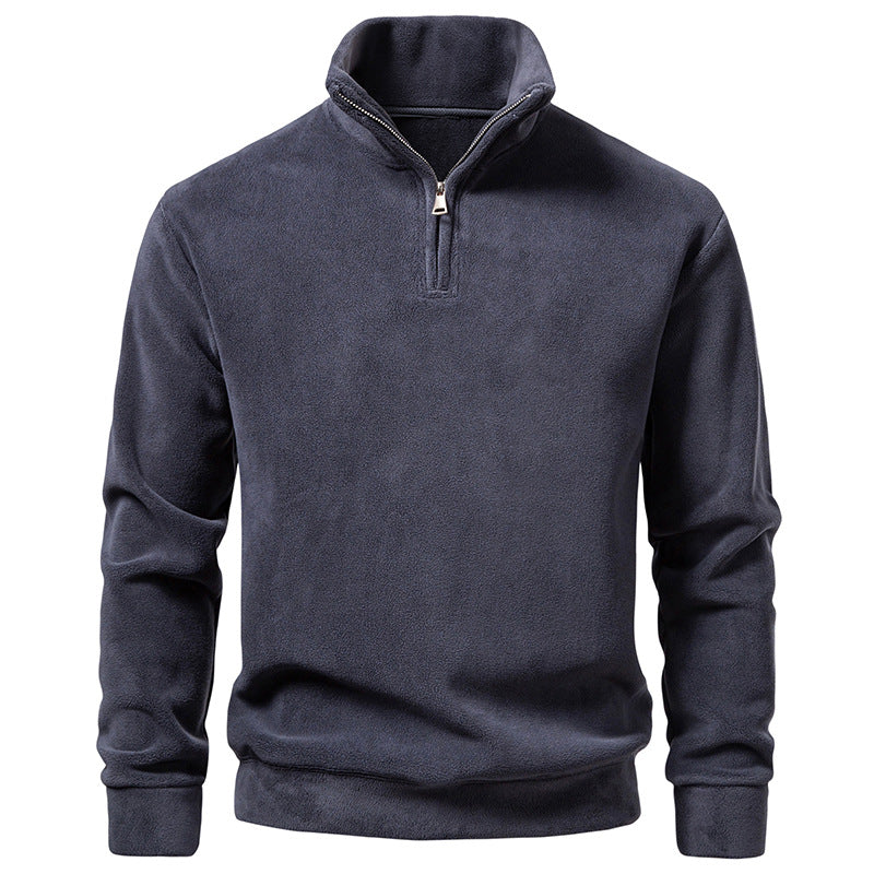 Men's Fleece Half-Zip Pullover with Standing Collar and Soft Microfleece Hudson & Parker