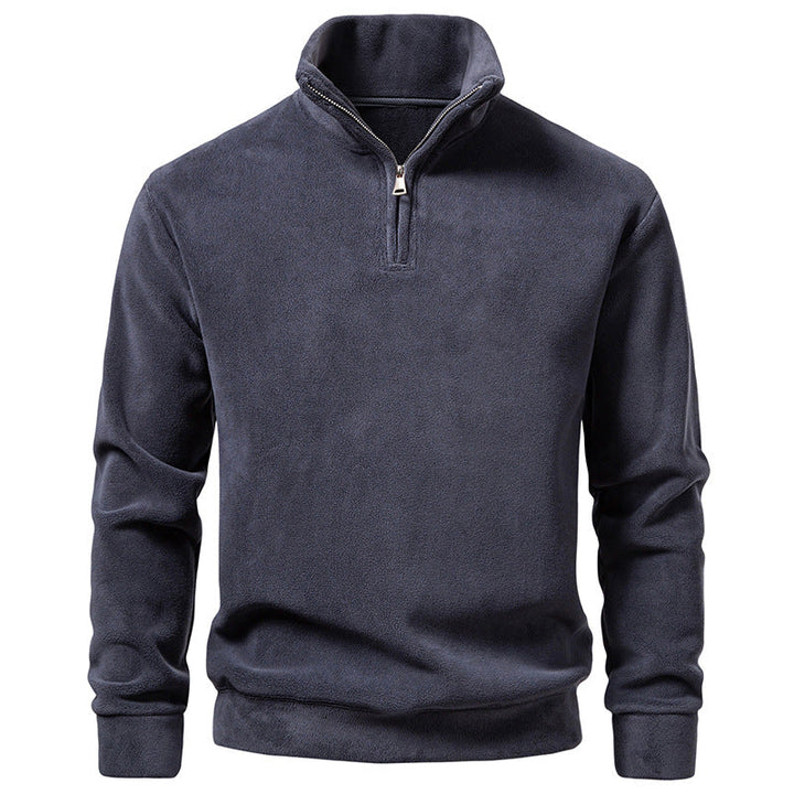 Men's Fleece Half-Zip Pullover with Standing Collar and Soft Microfleece Hudson & Parker