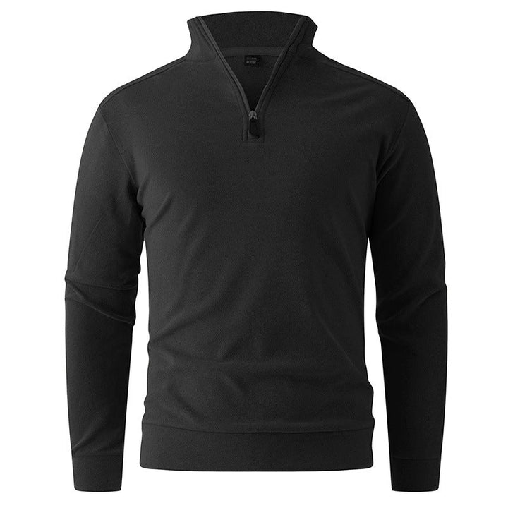 Men's Comfortable Stretch Half-Zip Sweater with Stand-Up Collar and Brushed Inner Lining Hudson & Parker