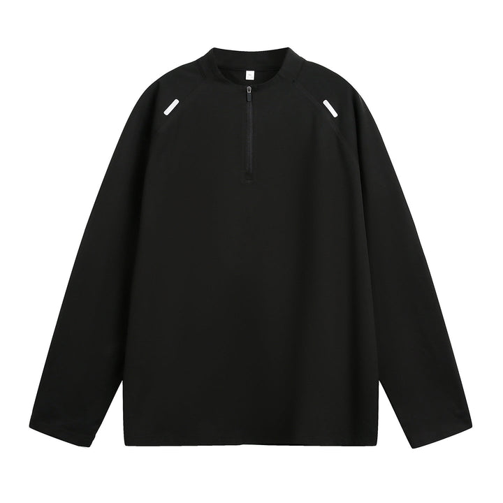 Unisex Oversize Halfzip Sweater with Raglan Sleeves and Reflective Shoulder Details Hudson & Parker