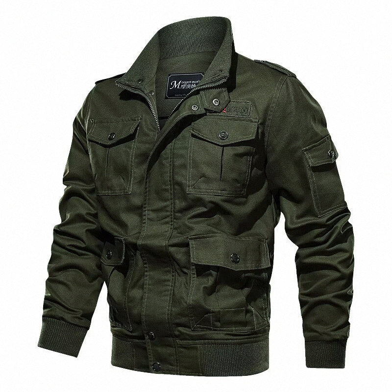 Men's utility field jacket with shoulder flaps, multiple pockets, and ribbed cuffs Hudson & Parker