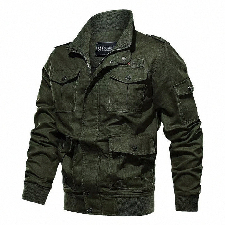 Men's utility field jacket with shoulder flaps, multiple pockets, and ribbed cuffs Hudson & Parker