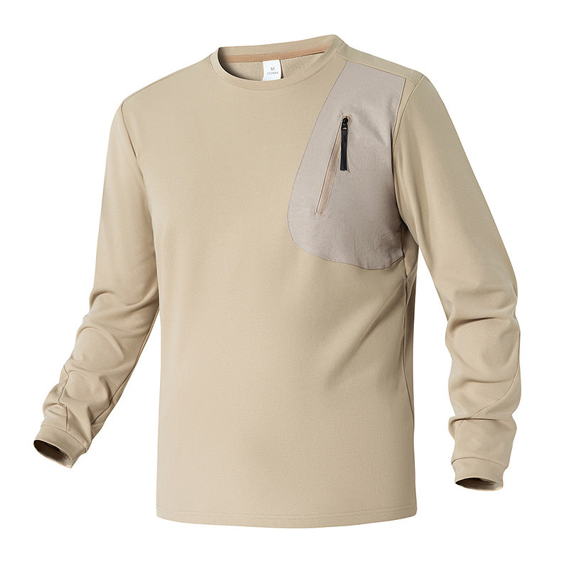 Unisex Oversize Long Sleeve Sweatshirt with Chest Zipper Pocket and Crew Neck Hudson & Parker