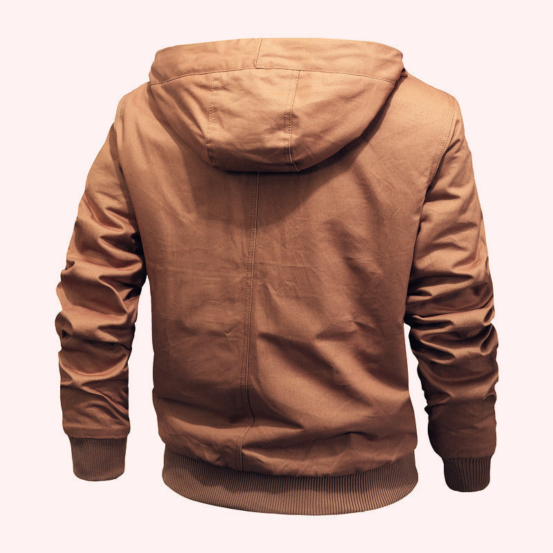 Men's padded hooded canvas jacket with Sherpa fleece lining Hudson & Parker