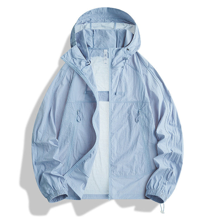Men's Ultralight Hooded Wind Jacket with Pack Function, Mesh Lining & Zipper Pockets Hudson & Parker