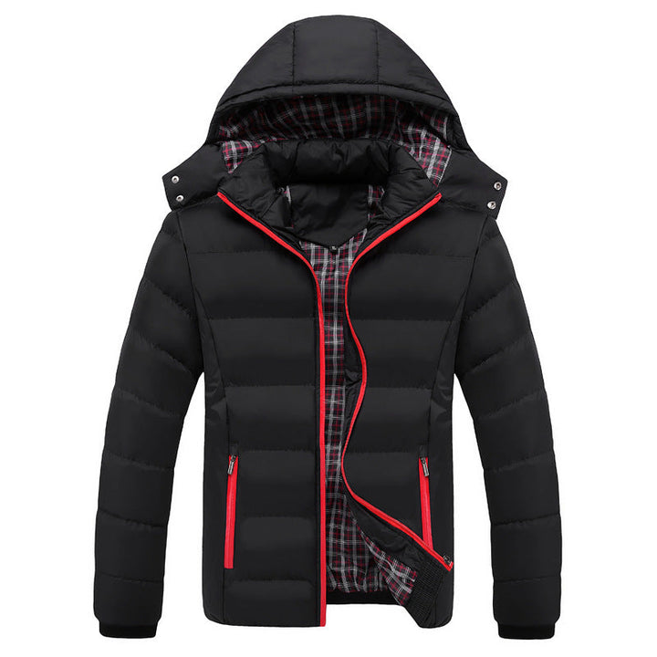 Men's ultralight puffer jacket with thermal quilting, hood, and checked lining Hudson & Parker