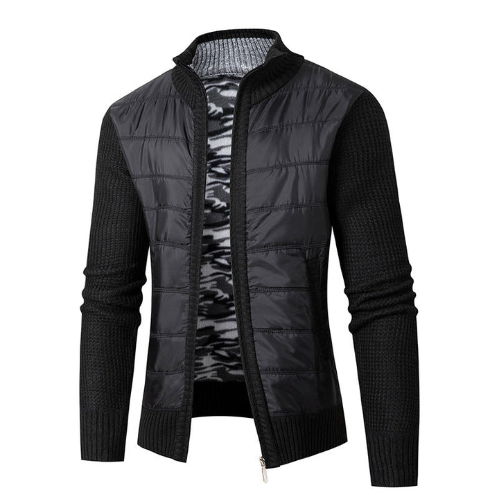 Men's hybrid cardigan with quilted front and stand-up collar Hudson & Parker