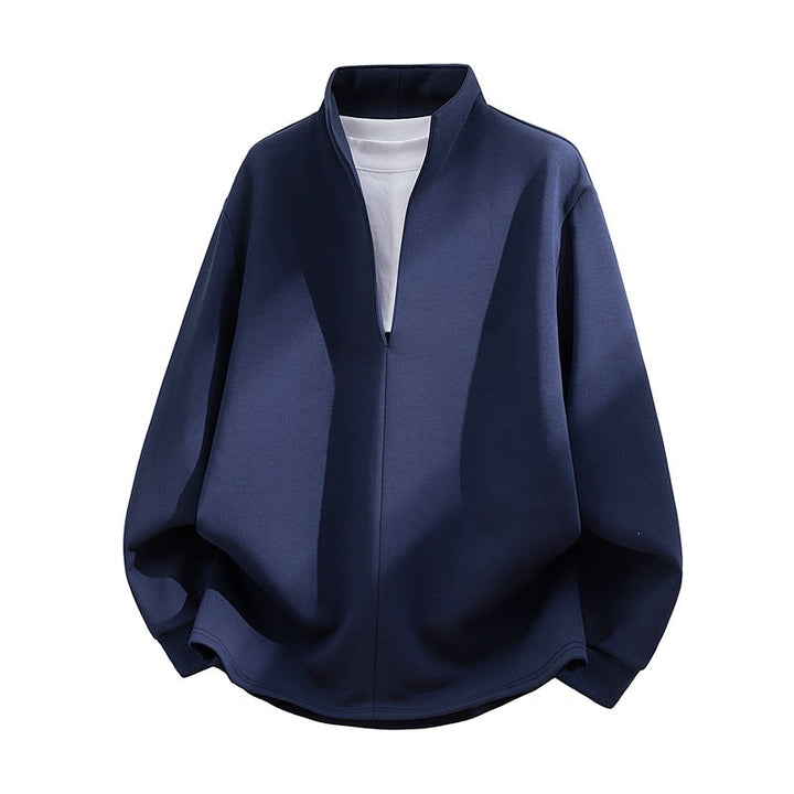 Unisex Oversize Sweatshirt with standing collar, half opening and rounded hem Hudson & Parker