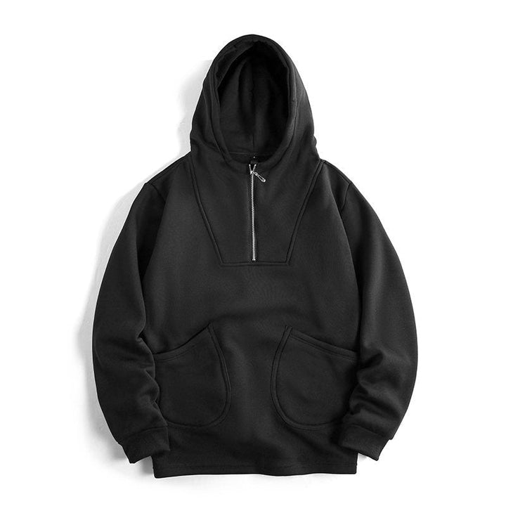 Men's Hooded Half-Zip Pullover with Kangaroo Pocket and Relaxed Fit Hudson & Parker