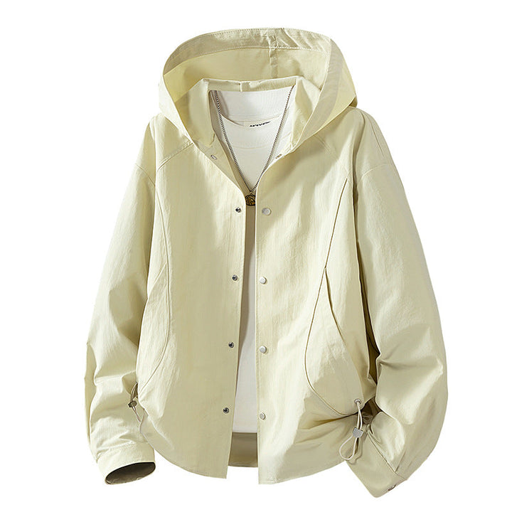 Women's lightweight hooded jacket with snap front, adjustable drawstring hem, and practical side pockets Hudson & Parker Fashion