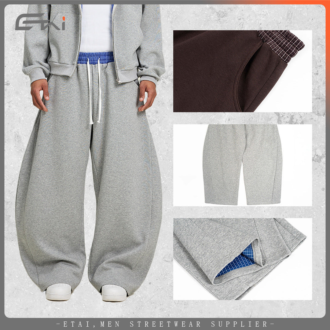 Women's Loose Cropped Sweatpants with Drop Crotch, Drawstring and Contrasting Waistband Hudson & Parker