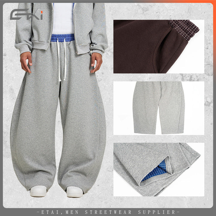 Women's Loose Cropped Sweatpants with Drop Crotch, Drawstring and Contrasting Waistband Hudson & Parker
