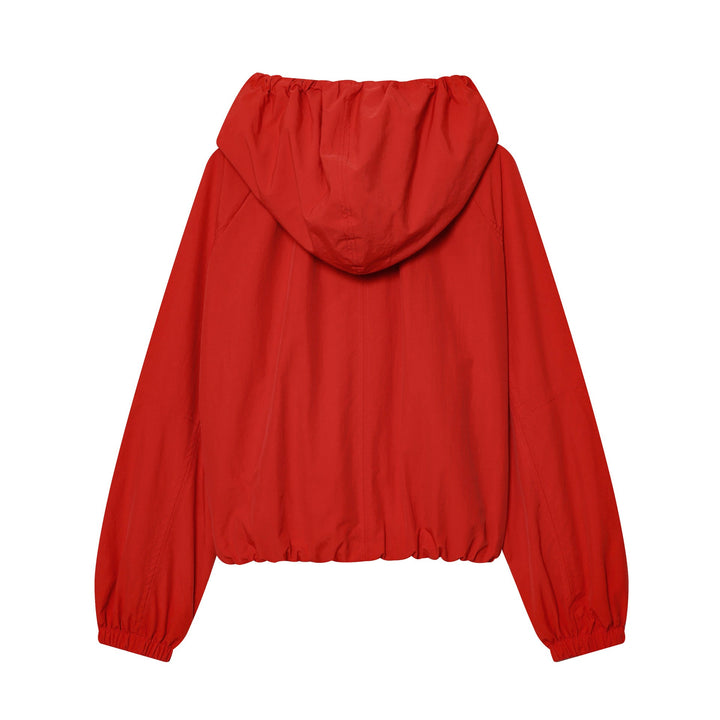 Ladies Short Hooded Windbreaker with Drawstring and Zipper Hudson & Parker