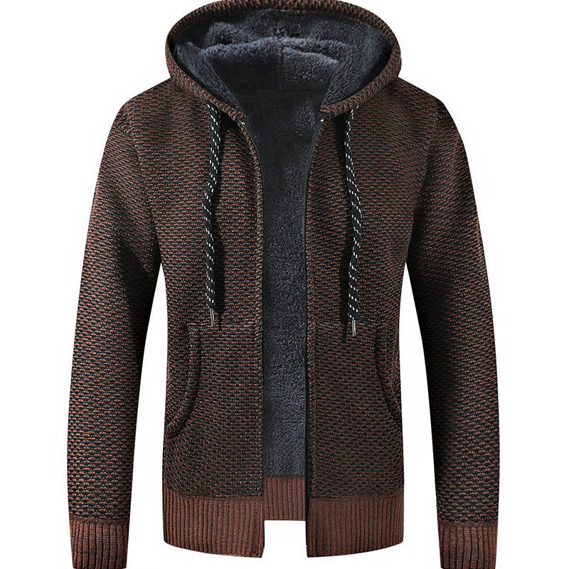 Men's Lined Hooded Cardigan with Teddy Lining and Full Zip Hudson & Parker