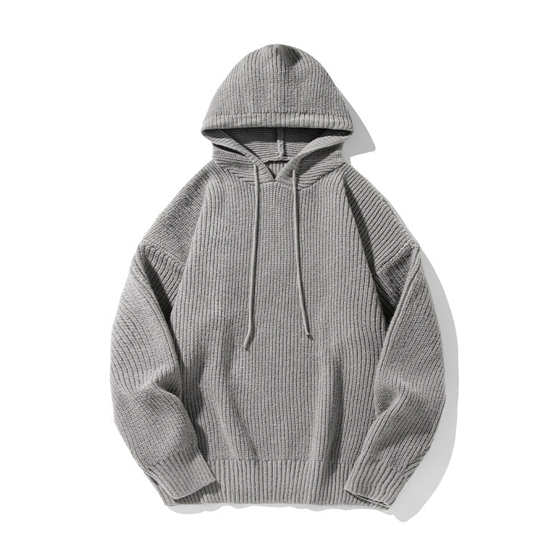 Unisex Chunky Knit Oversized Hooded Sweater with Ribbed Cuffs and Drawstring Hudson & Parker