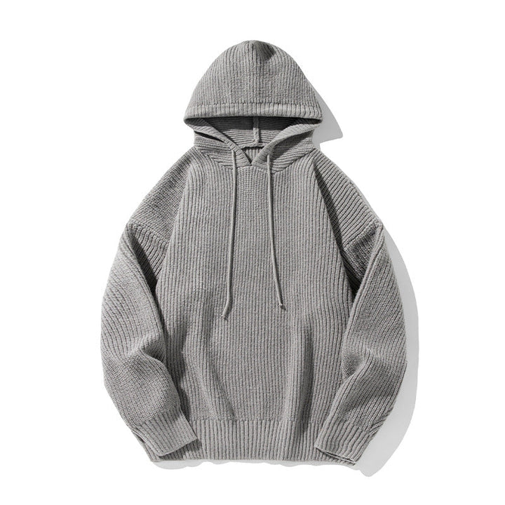 Unisex Chunky Knit Oversized Hooded Sweater with Ribbed Cuffs and Drawstring Hudson & Parker
