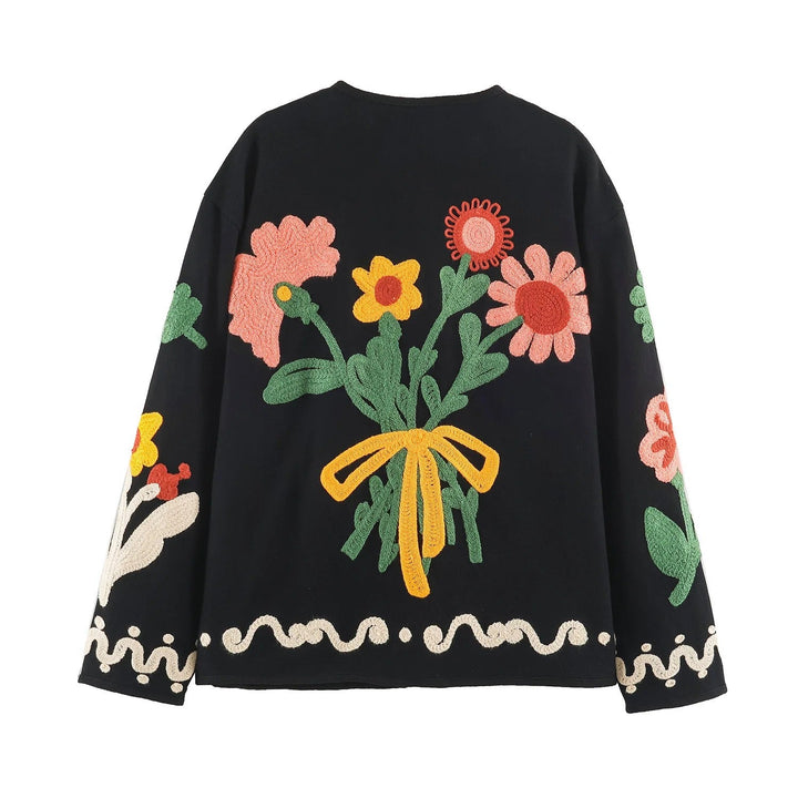 Women's Oversize Sweatshirt with Floral Chenille Embroidery Hudson & Parker