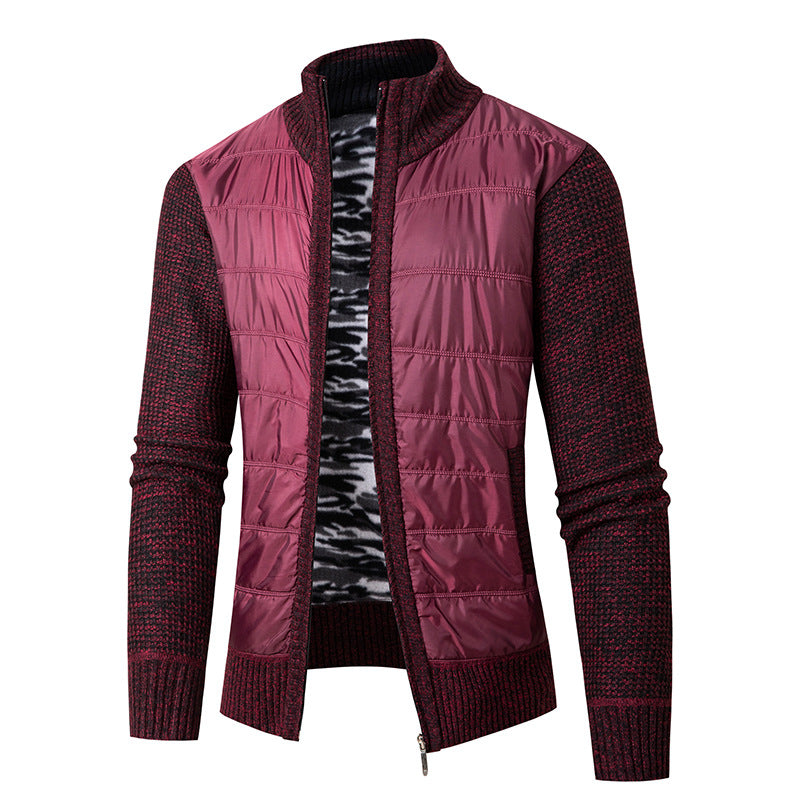 Men's hybrid cardigan with quilted front and stand-up collar Hudson & Parker