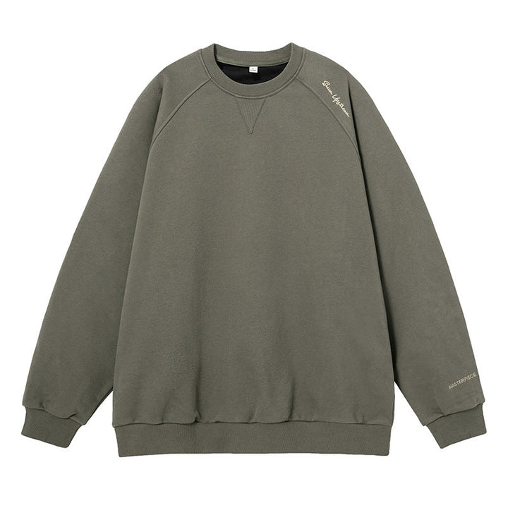 Unisex Boxy Sweatshirt made of mélange French terry with raglan sleeves and subtle script embroidery Hudson & Parker