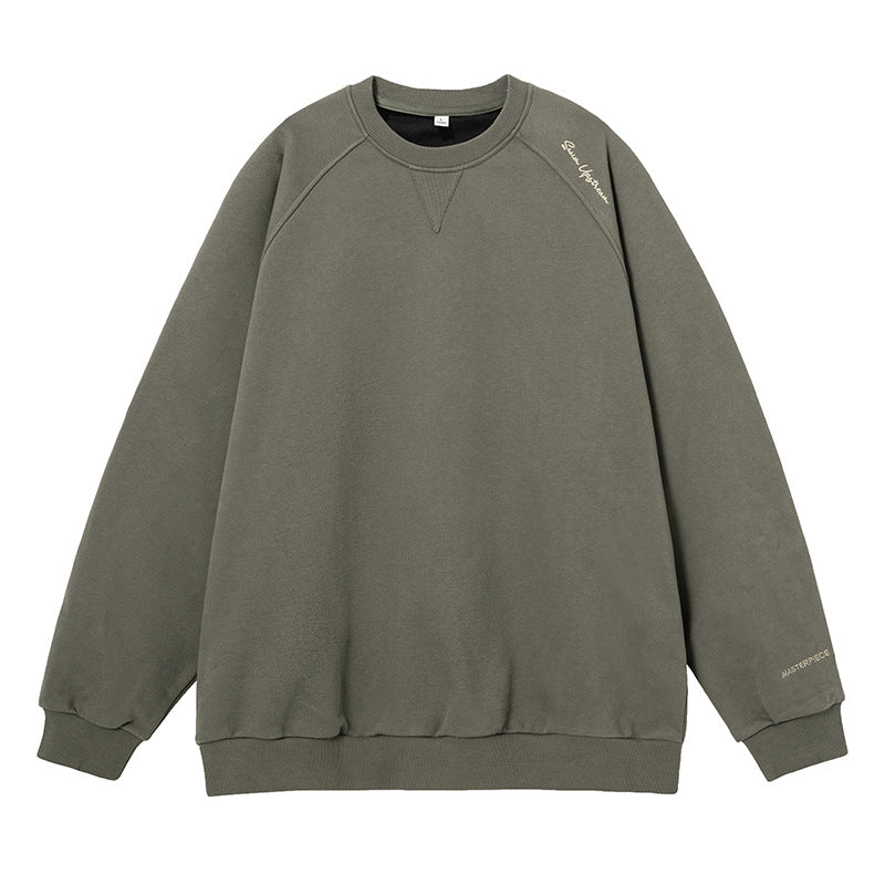 Unisex Oversize Fleece Sweatshirt with Raglan Sleeves and Subtle Shoulder and Sleeve Embroidery Hudson & Parker