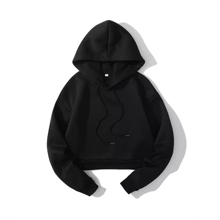 Women's cropped hoodie with soft fleece interior and elastic ribbed hem Hudson & Parker