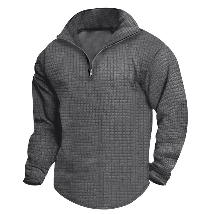 Men's padded thermal half-zip with waffle texture, brushed lining, and rounded hem Hudson & Parker