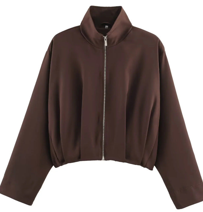 Women’s short-cut boxy blouson with high stand-up collar and dropped shoulders Hudson & Parker