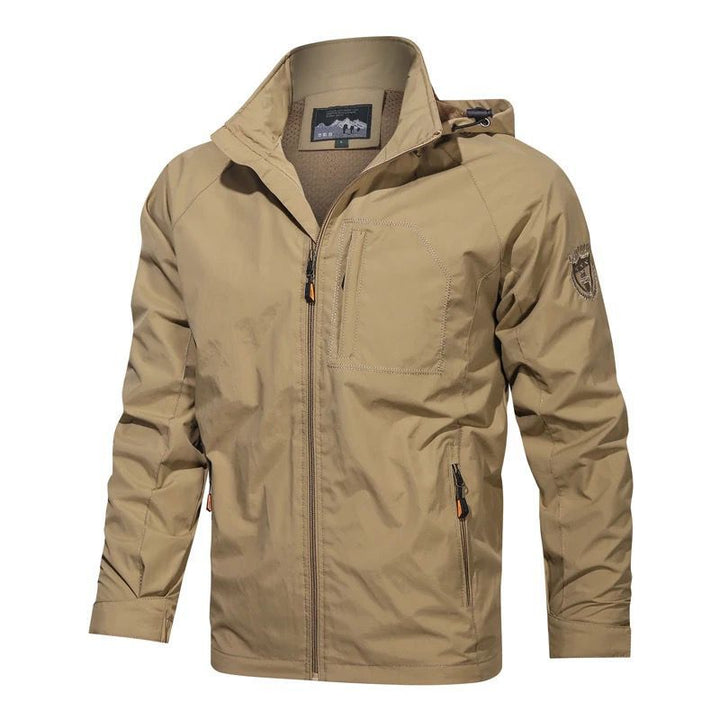 Men's Lightweight Wind and Water Resistant Outdoor Jacket with Hood and Chest Pocket Hudson & Parker