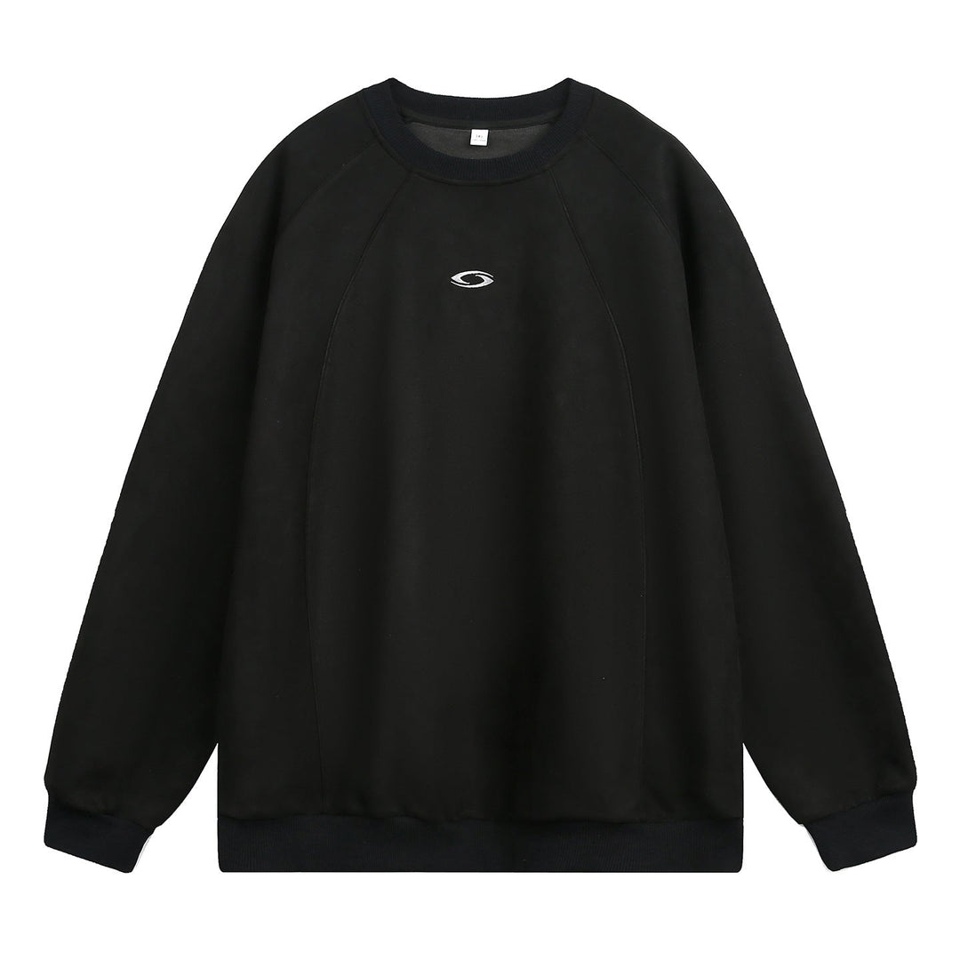Unisex Oversize Round Neck Sweatshirt with Raglan Sleeves, decorative seam panels and minimalist logo embroidery Hudson & Parker