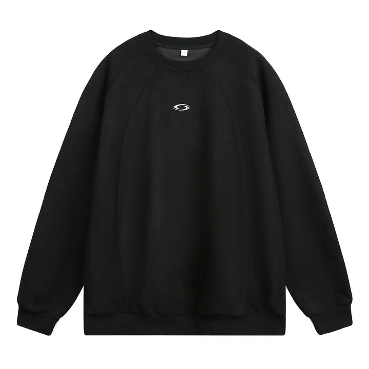 Unisex Oversize Round Neck Sweatshirt with Raglan Sleeves, decorative seam panels and minimalist logo embroidery Hudson & Parker