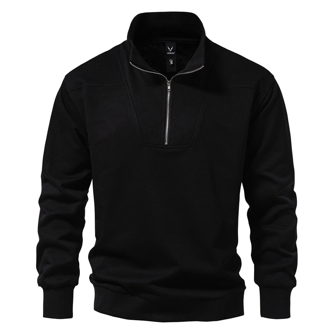 Men's Half-Zip Sweatshirt with Stand Collar and Ribbed Cuffs Hudson & Parker