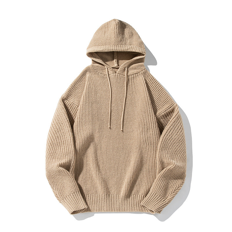 Unisex Chunky Knit Oversized Hooded Sweater with Ribbed Cuffs and Drawstring Hudson & Parker