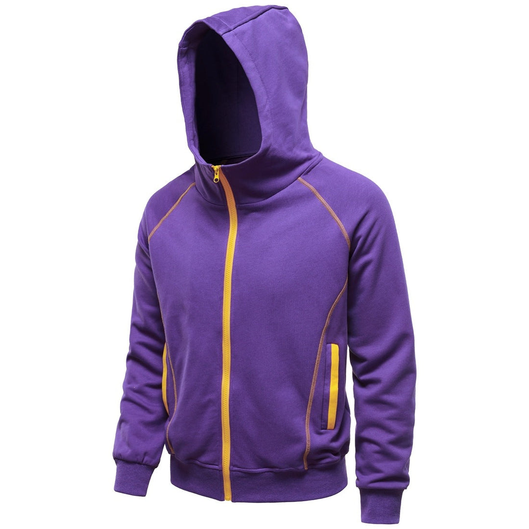Men's hoodie zip jacket in sporty raglan style with contrast seams and ribbed cuffs Hudson & Parker