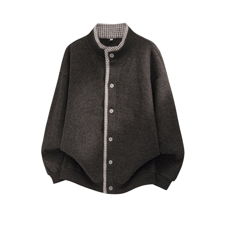Unisex Oversize Shirt Jacket made of Blend with Button Placket and Checked Inner Collar Hudson & Parker