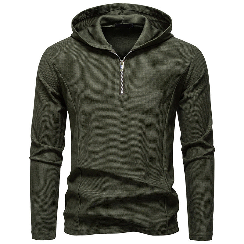 Men's Lightweight Textured Half-Zip Hoodie with Breathable Mesh Hudson & Parker