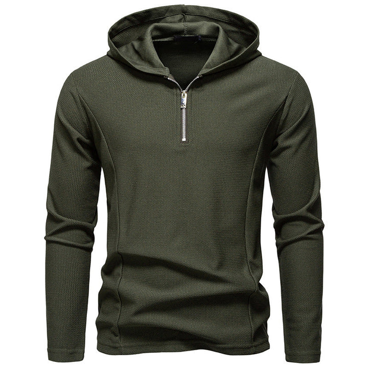 Men's Lightweight Textured Half-Zip Hoodie with Breathable Mesh Hudson & Parker
