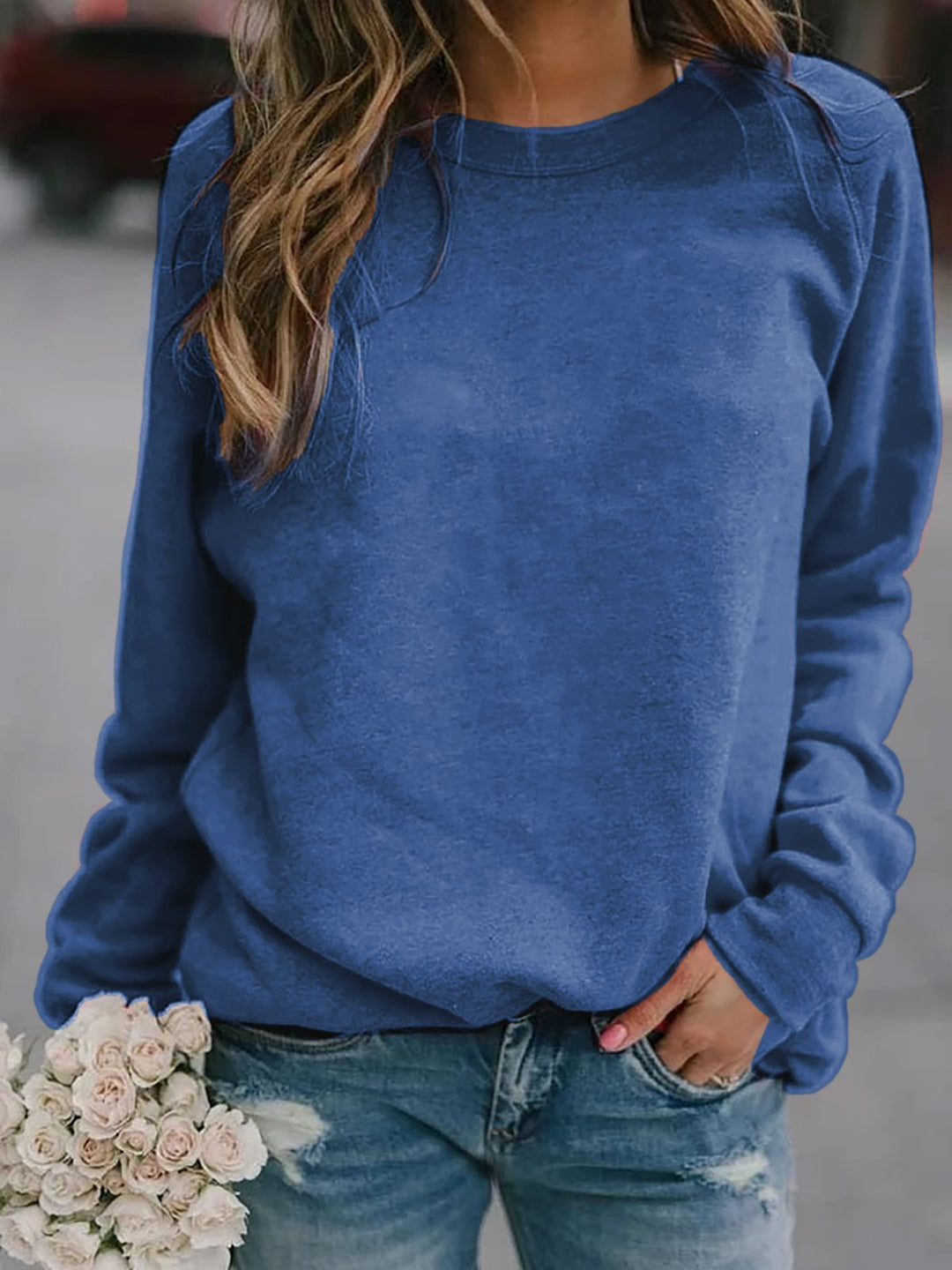 Women's Casual Oversized Sweatshirt with Crew Neck and Raglan Sleeves Hudson & Parker