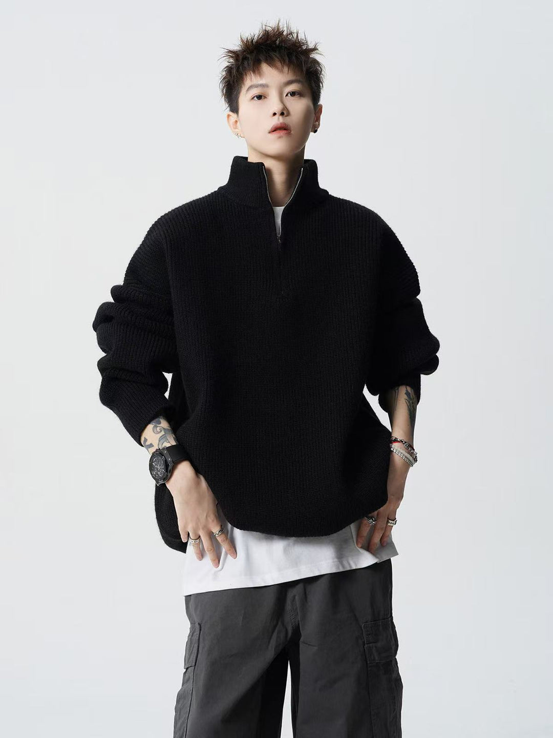 Women's Urban Oversized Sweater with Stand-up Collar Hudson & Parker