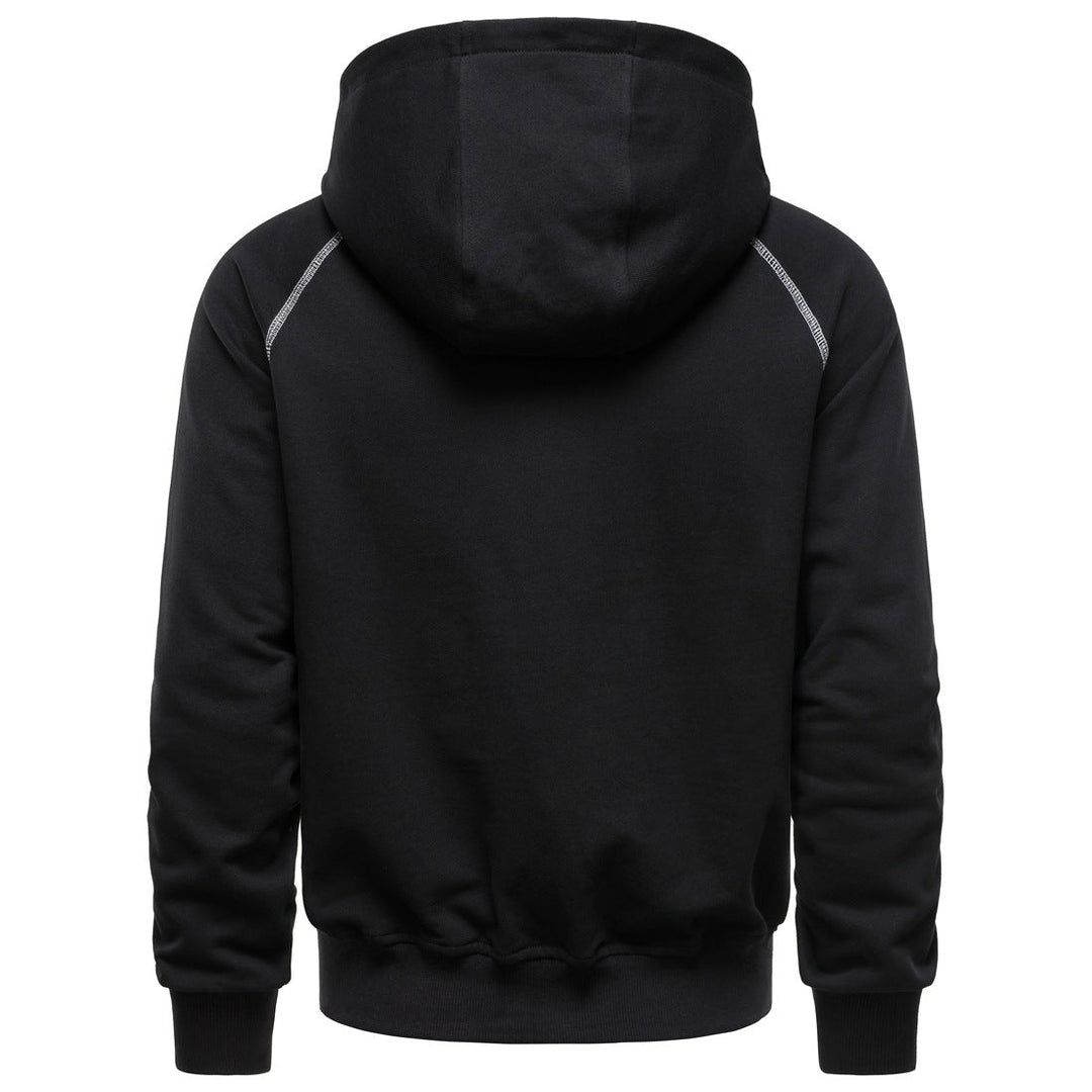 Men's hoodie zip jacket in sporty raglan style with contrast seams and ribbed cuffs Hudson & Parker