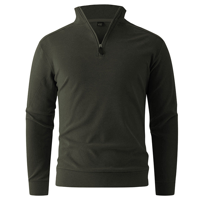 Men's Comfortable Stretch Half-Zip Sweater with Stand-Up Collar and Brushed Inner Lining Hudson & Parker