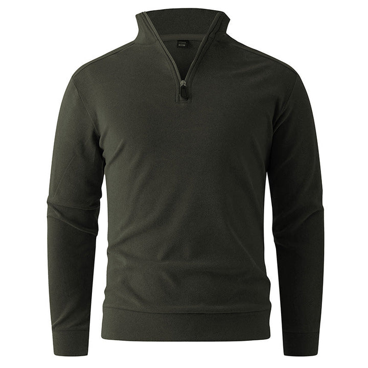 Men's Comfortable Stretch Half-Zip Sweater with Stand-Up Collar and Brushed Inner Lining Hudson & Parker